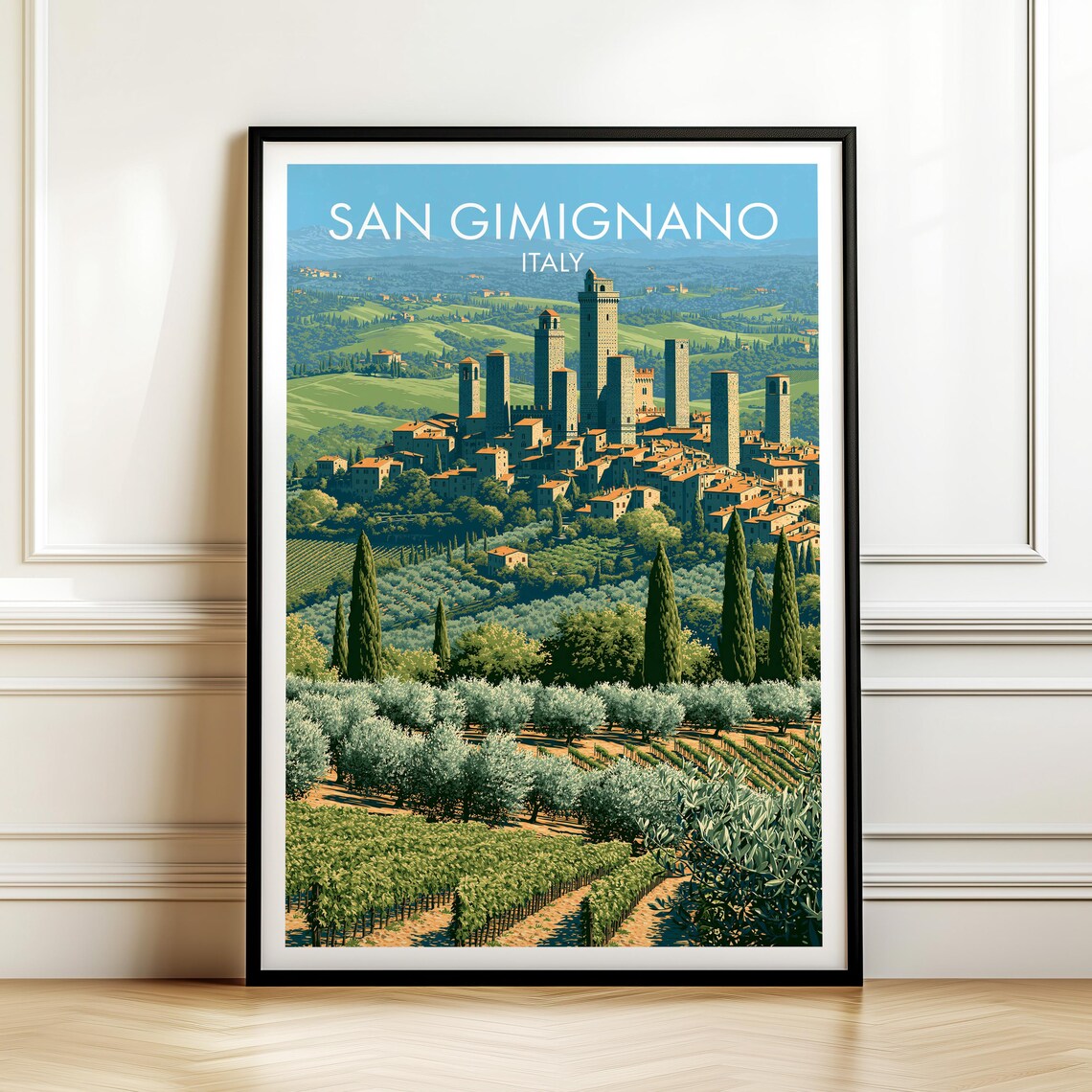 San Gimignano Italy Vintage Travel Poster
