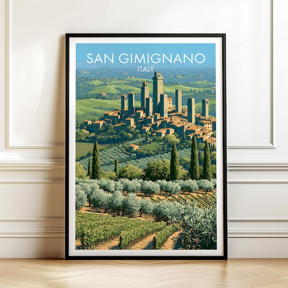 San Gimignano Italy Vintage Travel Poster