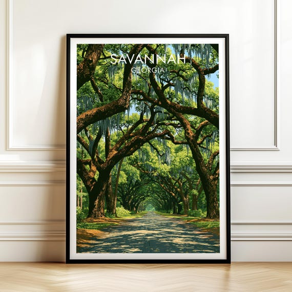 Wormsloe Historic Site Savannah Georgia Poster Vintage Travel Wall Art Print