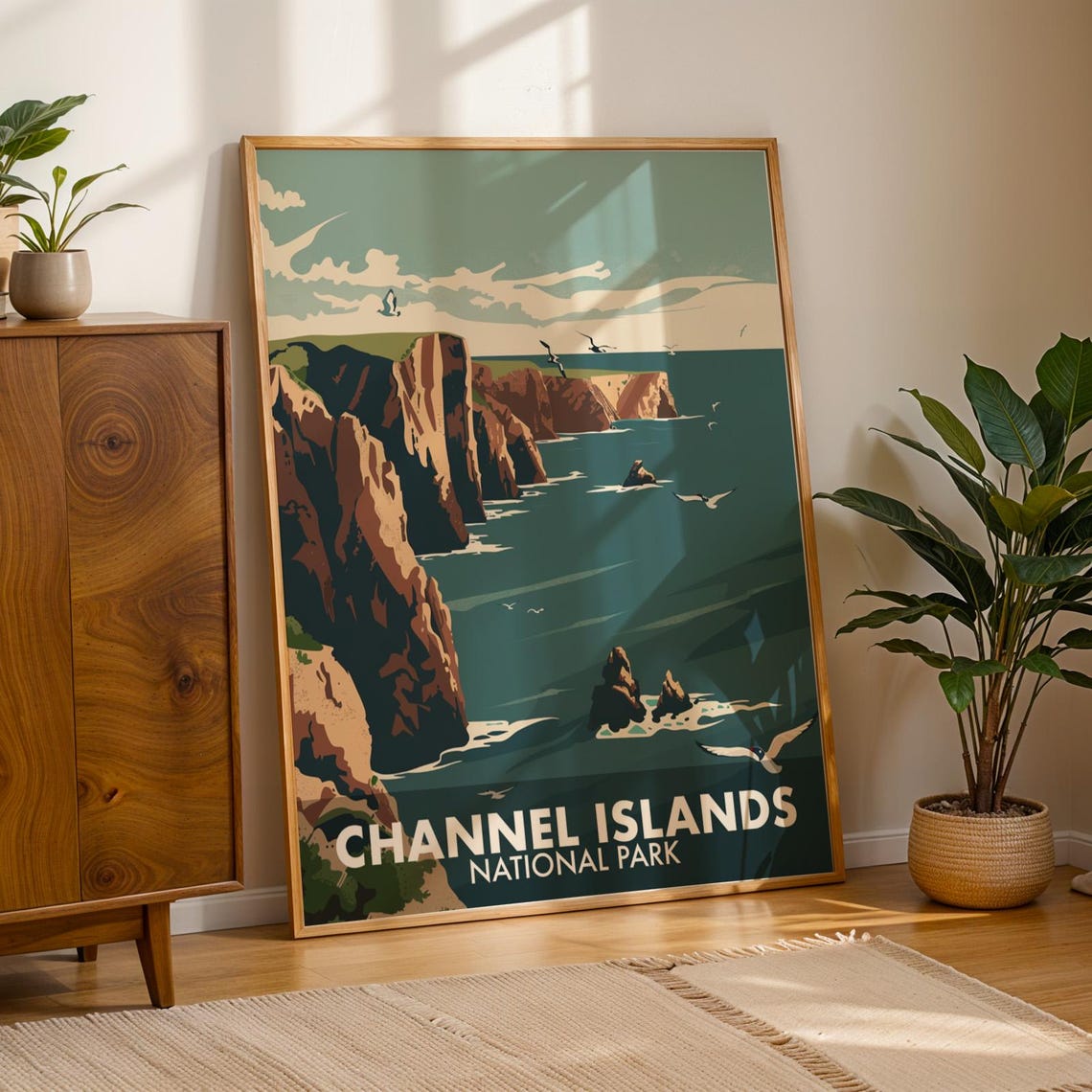 Channel Islands National Park Retro Coast Cliffs Travel Poster