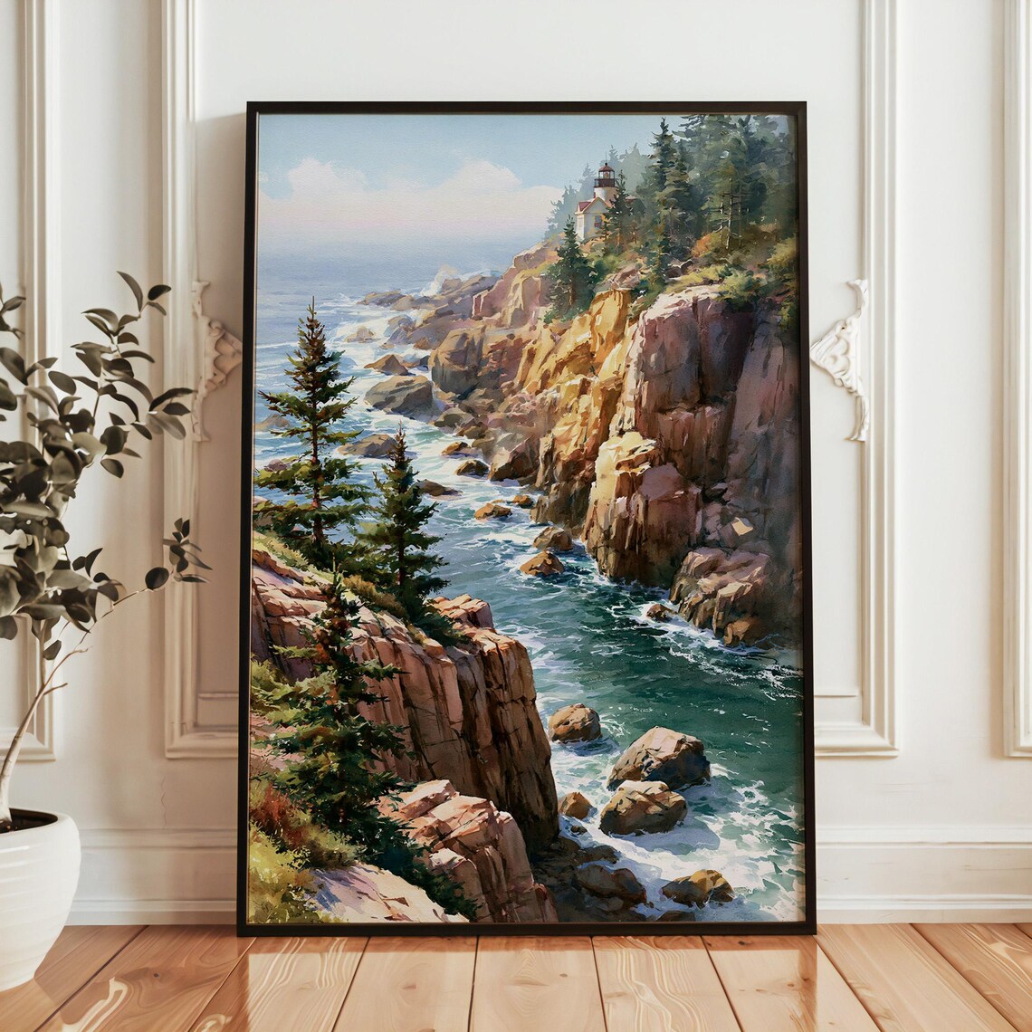 Acadia National Park Poster, Watercolor Nature Landscape