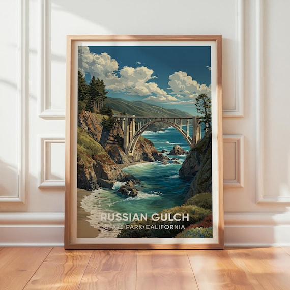 Russian Gulch State Park - Vintage Travel Poster