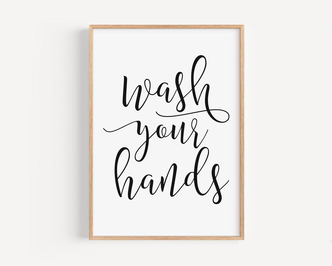 Wash Your Hands Bathroom Rules Sign, Modern Decor