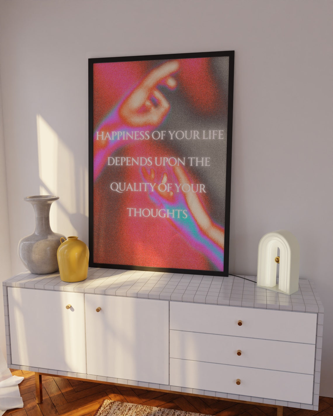 Happiness Depends on Your Thoughts Marcus Aurelius Quote Poster - Image 2