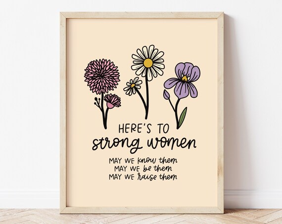 Here's to Strong Women Art Print, Feminist Office
