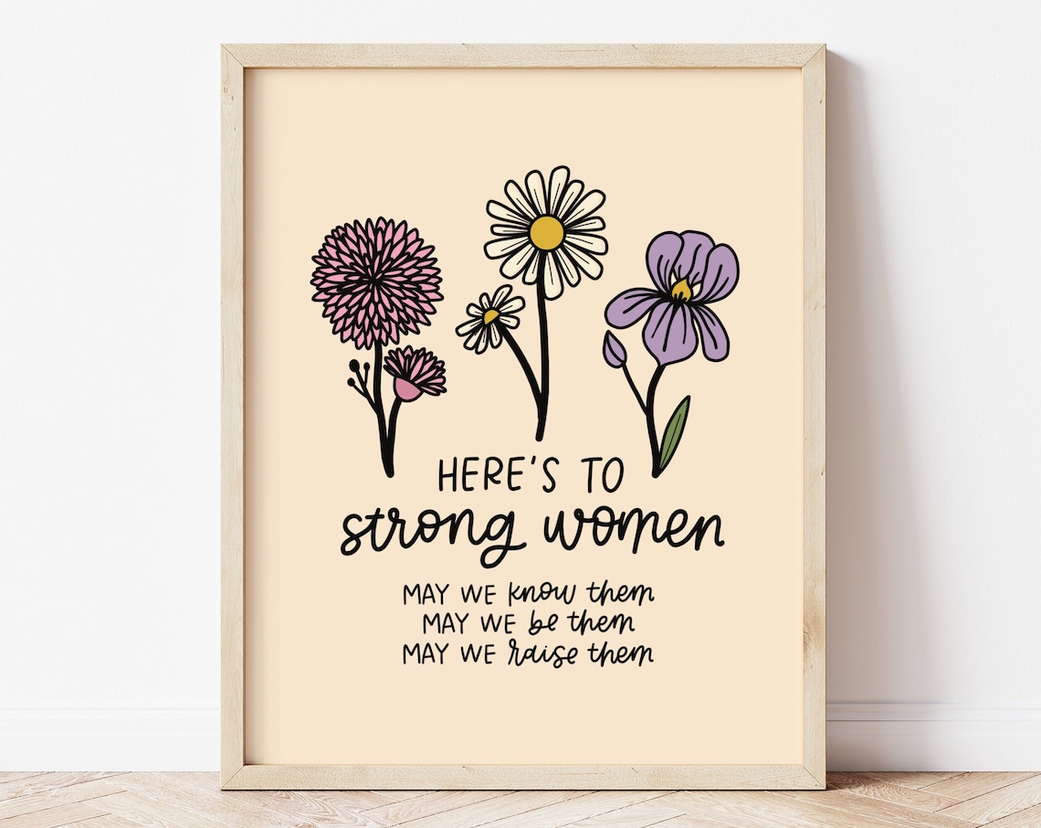 Here's to Strong Women Art Print, Feminist Office