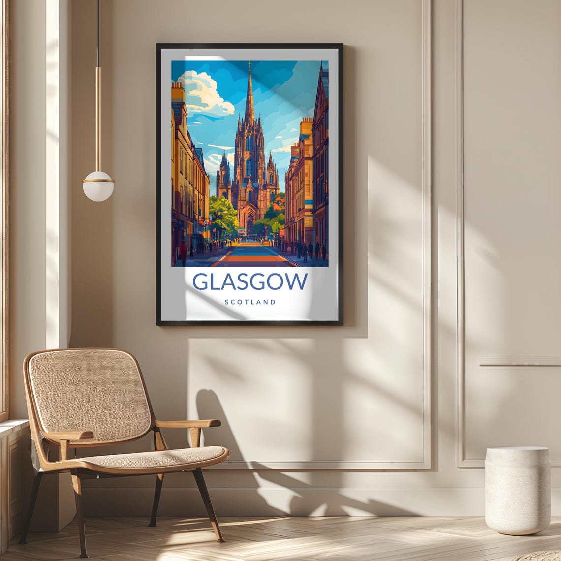 Glasgow Scotland Cathedral Historic Street Scene Travel Poster - Image 2