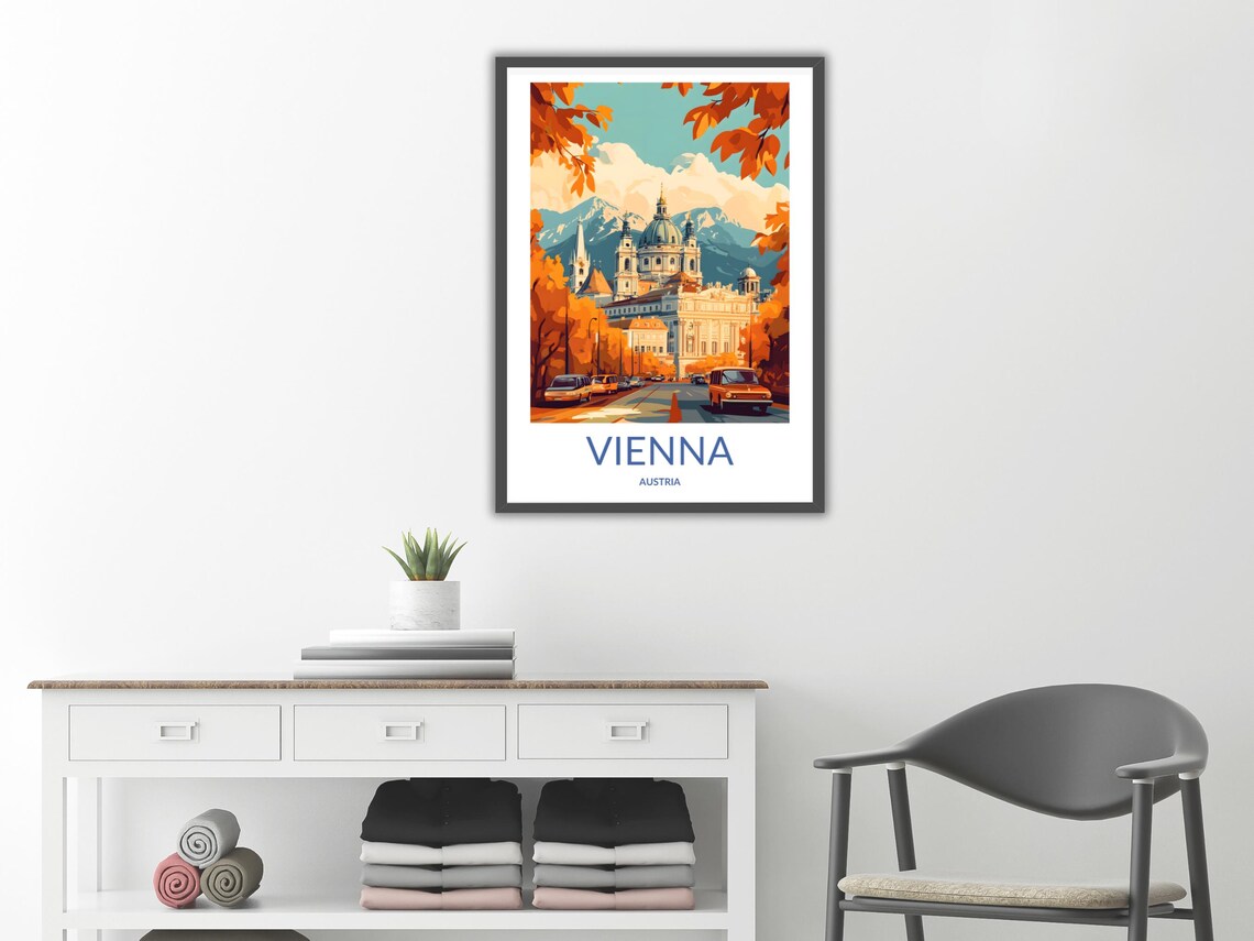 Vienna Austria Skyline Cathedral Dome Autumn Streets Travel Poster - Image 2