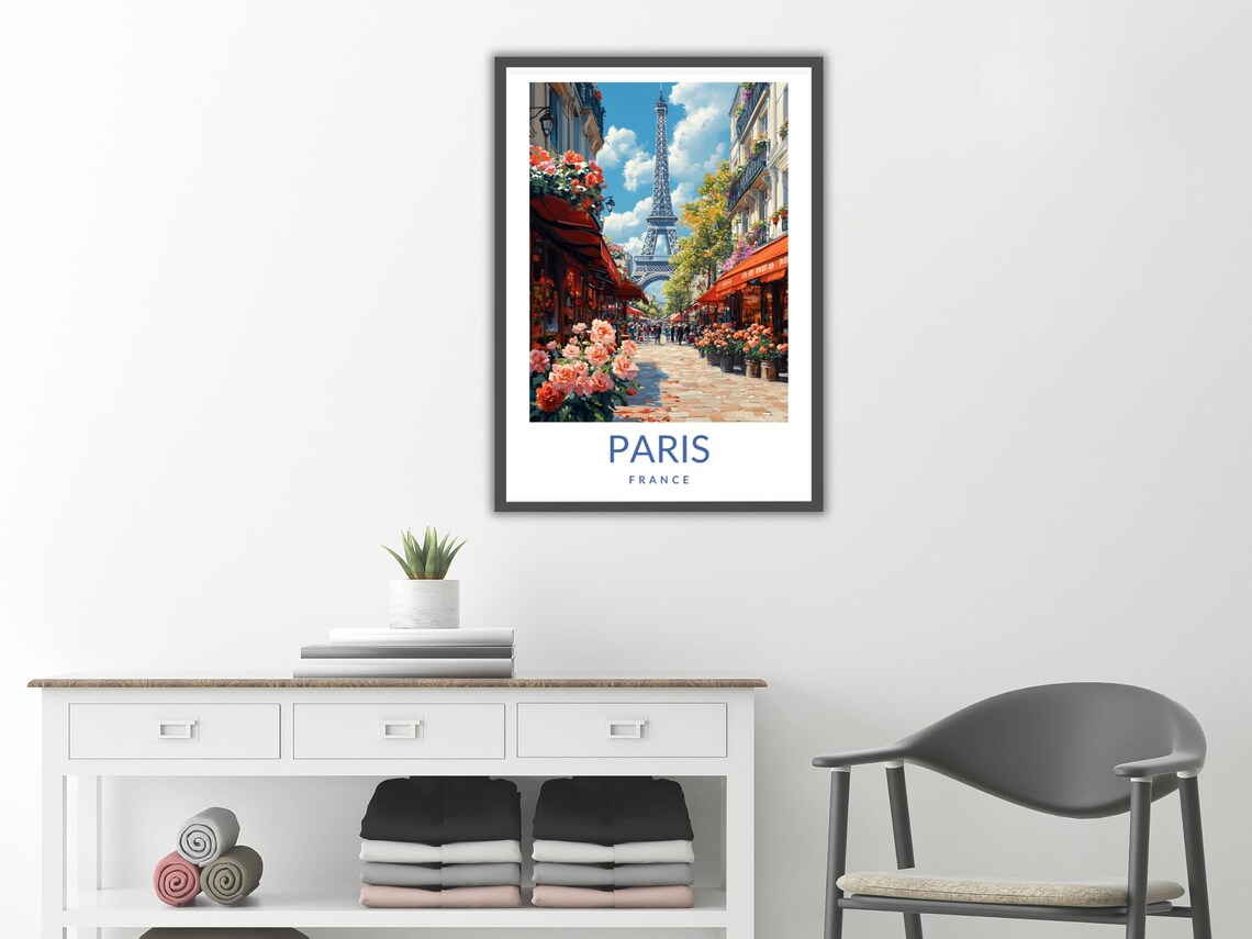 Paris France Eiffel Tower Street Poster Vintage French Travel Artwork - Image 2