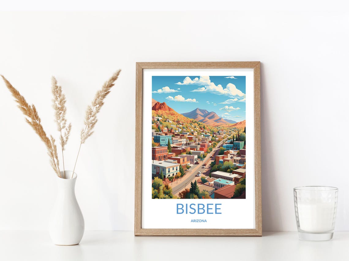 Bisbee Arizona Hillside Mining Town Aerial View Vintage Poster - Image 3