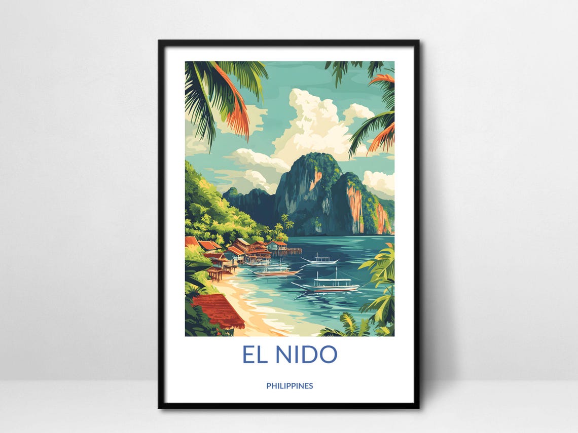 El Nido Palawan Philippines Limestone Cliffs Beach Travel Poster