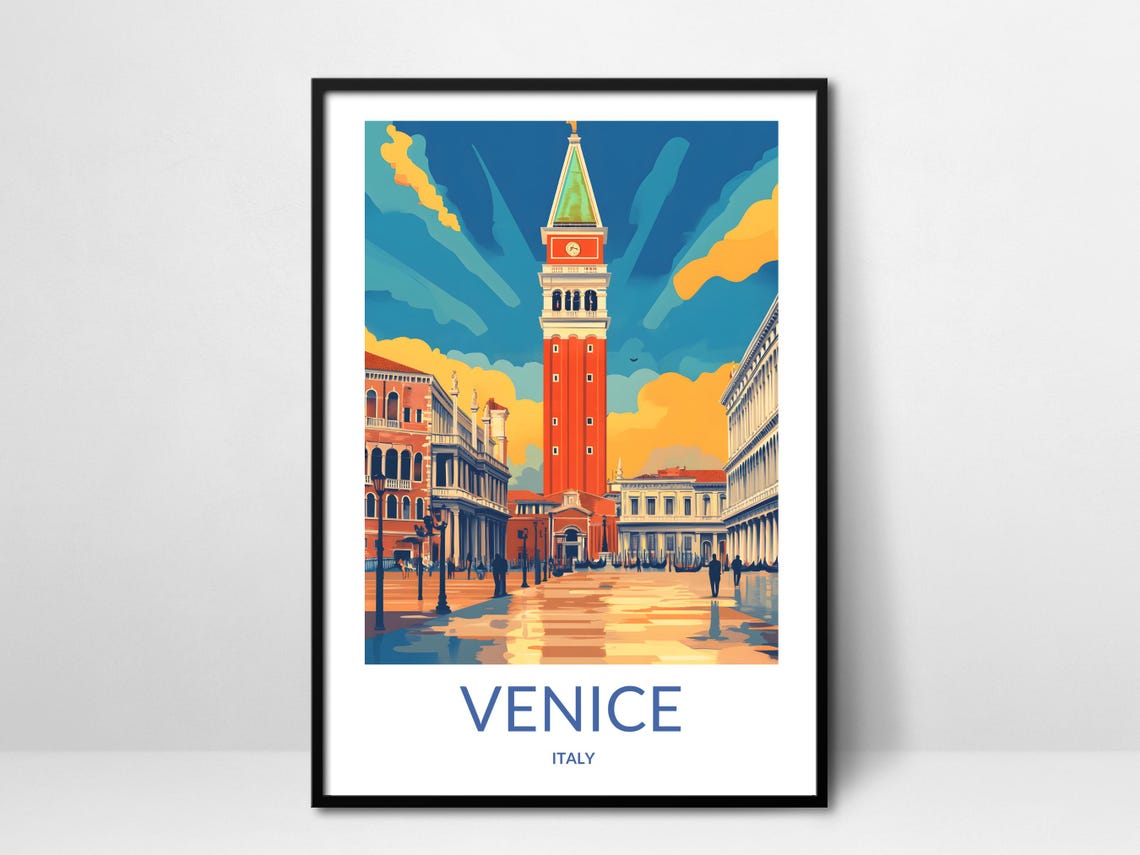 Venice Italy St Marks Campanile Grand Square Sunset View Poster