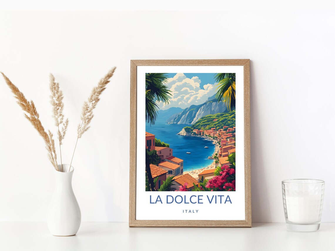 La Dolce Vita Italian Beach Town Travel Poster Vintage Coastal Artwork - Image 3
