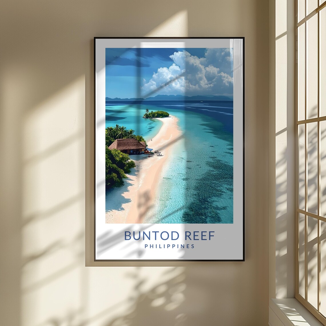 Buntod Reef Philippines Sandbar Aerial Turquoise Beach Travel Poster - Image 3