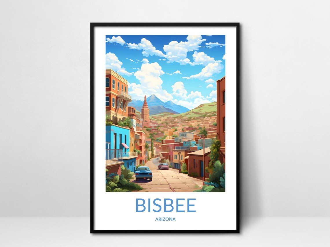 Bisbee Arizona Historic Street Church Spire Cityscape Poster