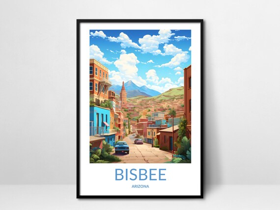 Bisbee Arizona Historic Street Church Spire Cityscape Poster