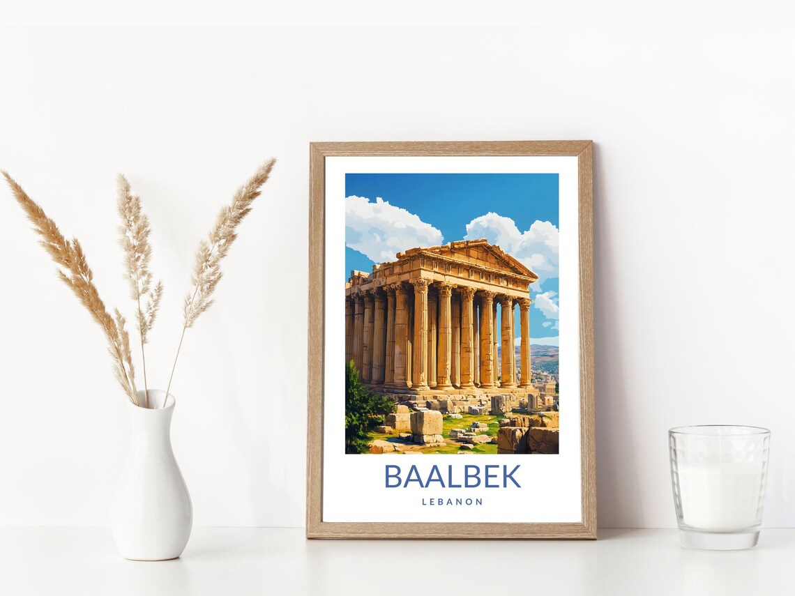 Baalbek Lebanon Roman Temple Vintage Travel Poster Ancient Ruins Art - Image 3