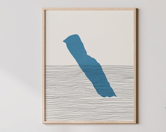 Crystal Lake Vermont Boho Minimalist Lake Map Line Art Print Decor