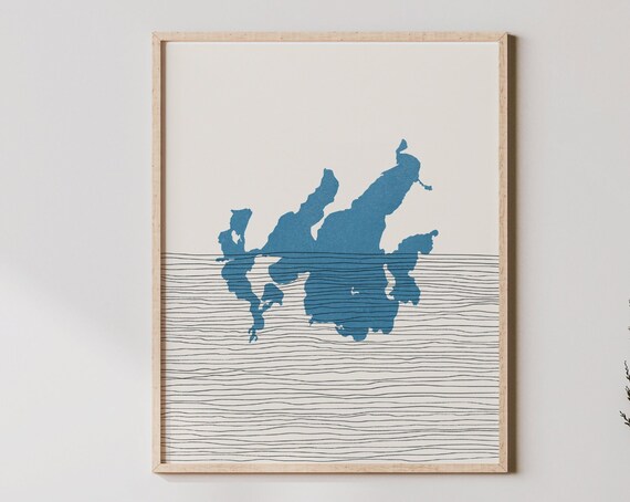 Leech Lake Minnesota Abstract Blue Lake Silhouette Wall Poster