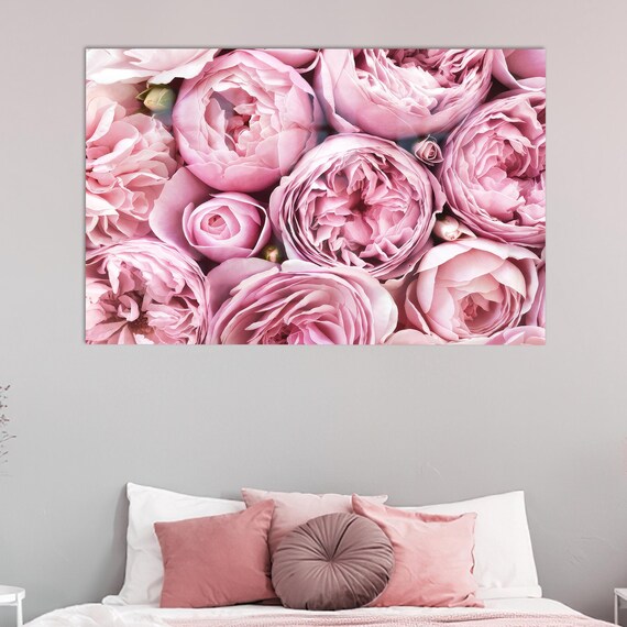 Trendy Wall Decoration Modern Glass Decor Art Gift Pink Flowers Botanical Bridesmaid Gifts