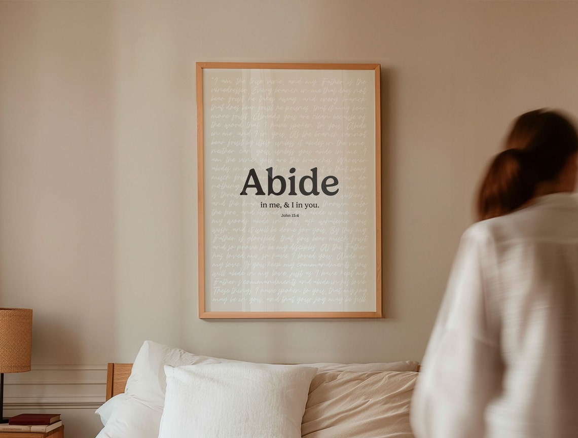 John 15 4 Abide In Me Vine And Branches Layered Scripture Poster - Image 5