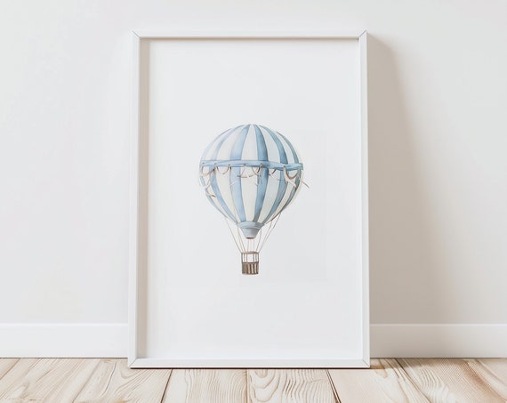Hot Air Balloon Nursery Print Vintage Nursery Decor Travel Wall Art Boy Nursery Decor Kids Room Decor