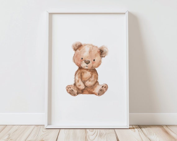 Bear Nursery Wall Art Nursery Decor Teddy Bear Print Gender Neutral Baby Room Decor Neutral Woodland Animal
