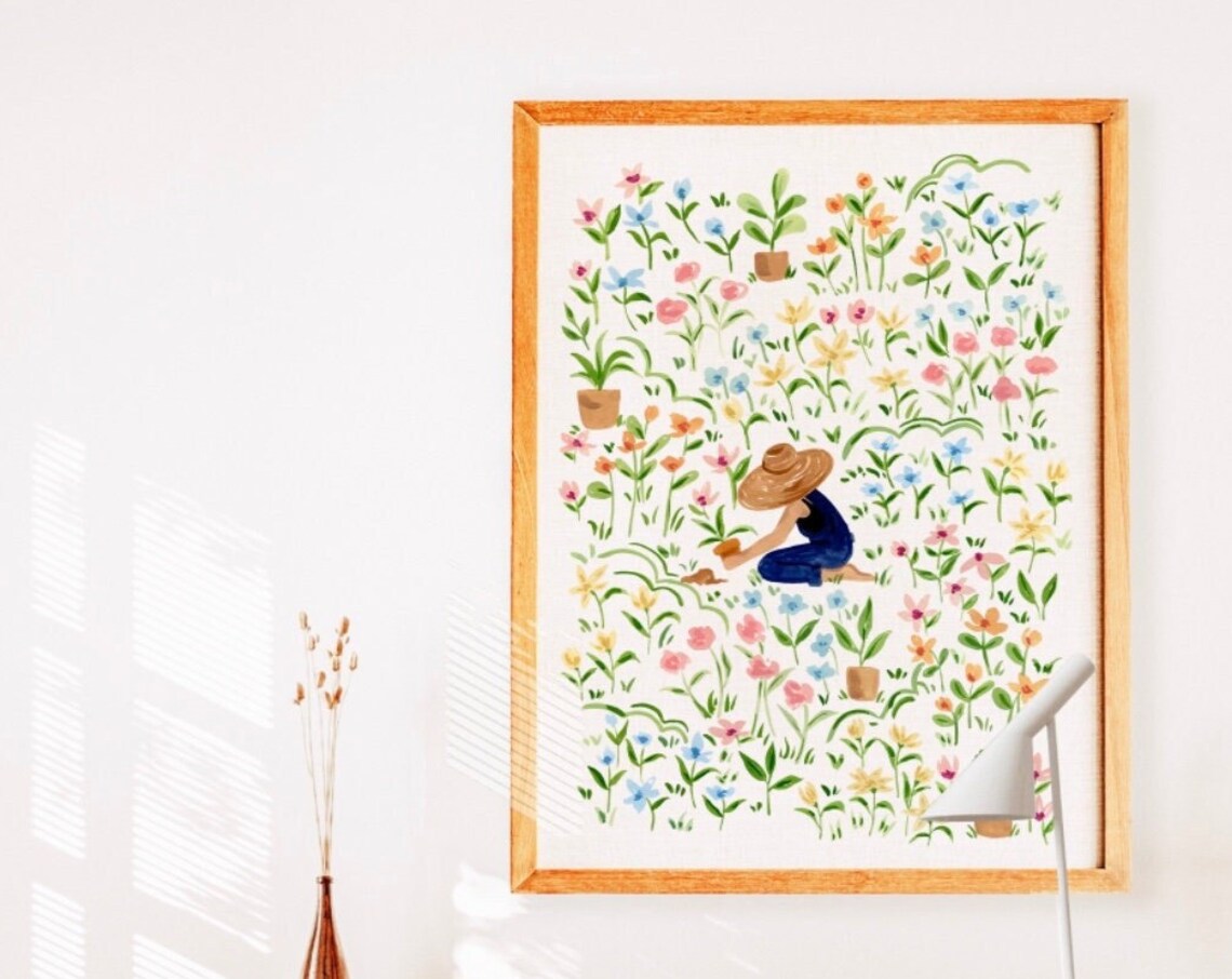 Botanical Watercolor Floral Art Print, Garden Blooms - Image 4