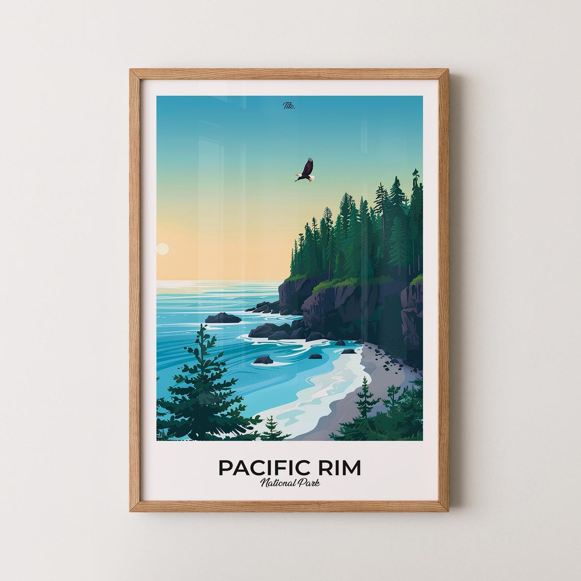 Pacific Rim National Park Eagle Ocean Shoreline Sunset Poster