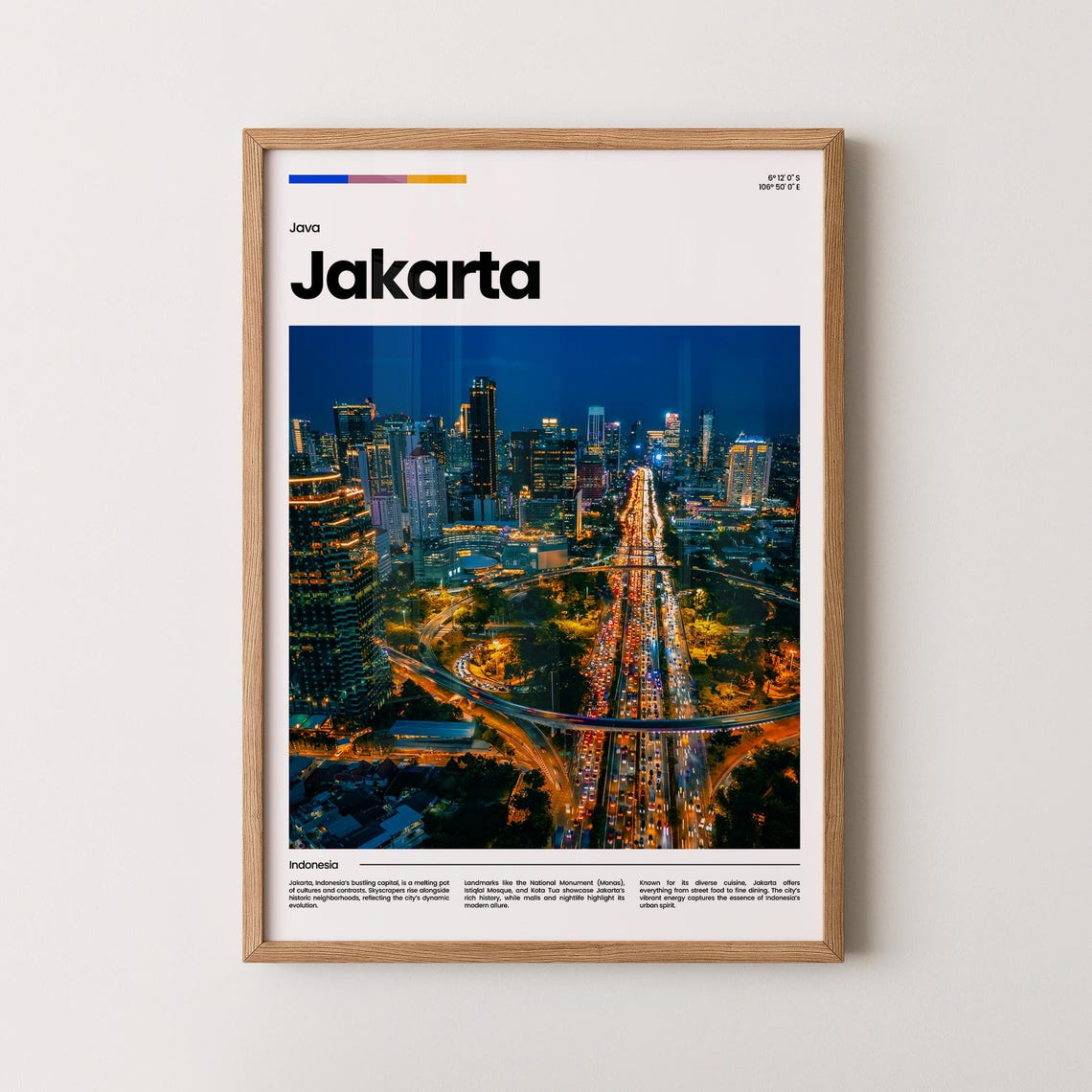 Jakarta Night Skyline Highway Light Trails Aerial Photography Poster