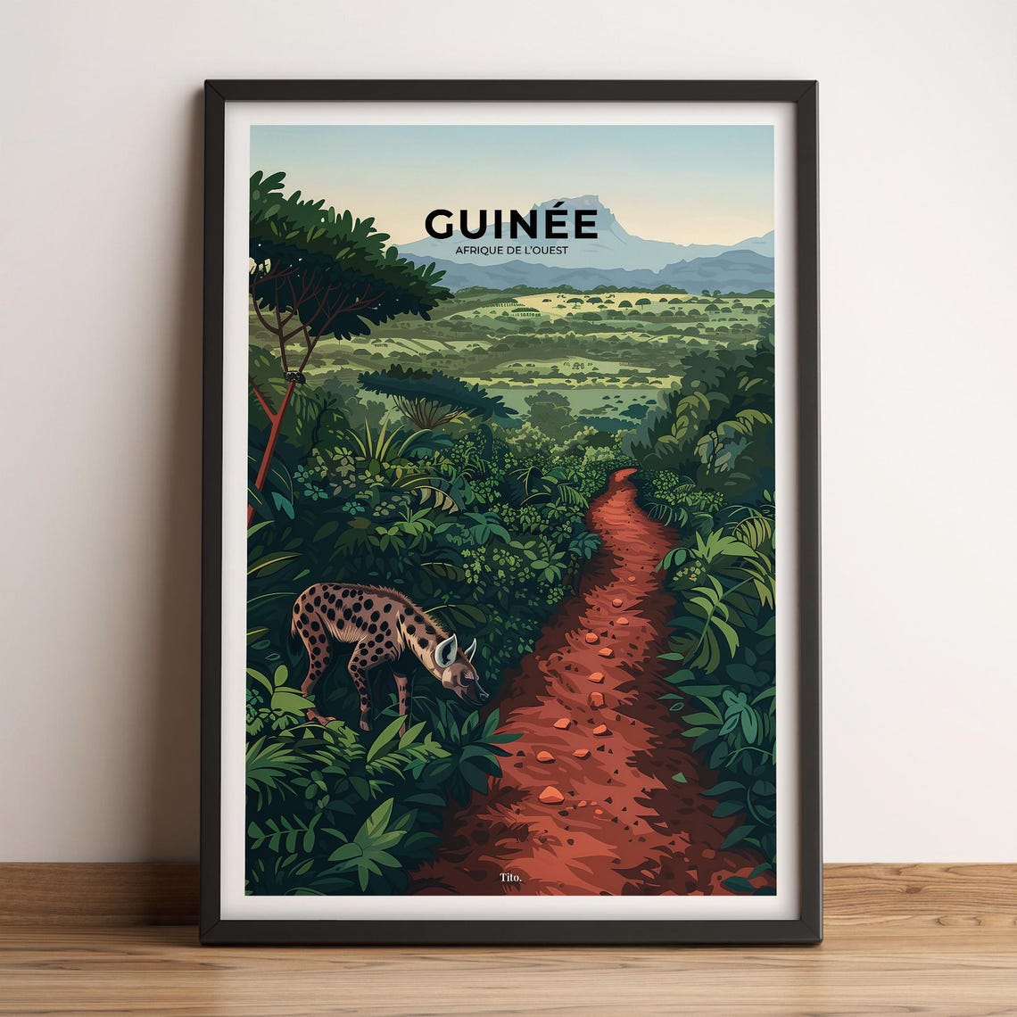 Guinea Spotted Hyena Forest Path Bold Wildlife Travel Poster