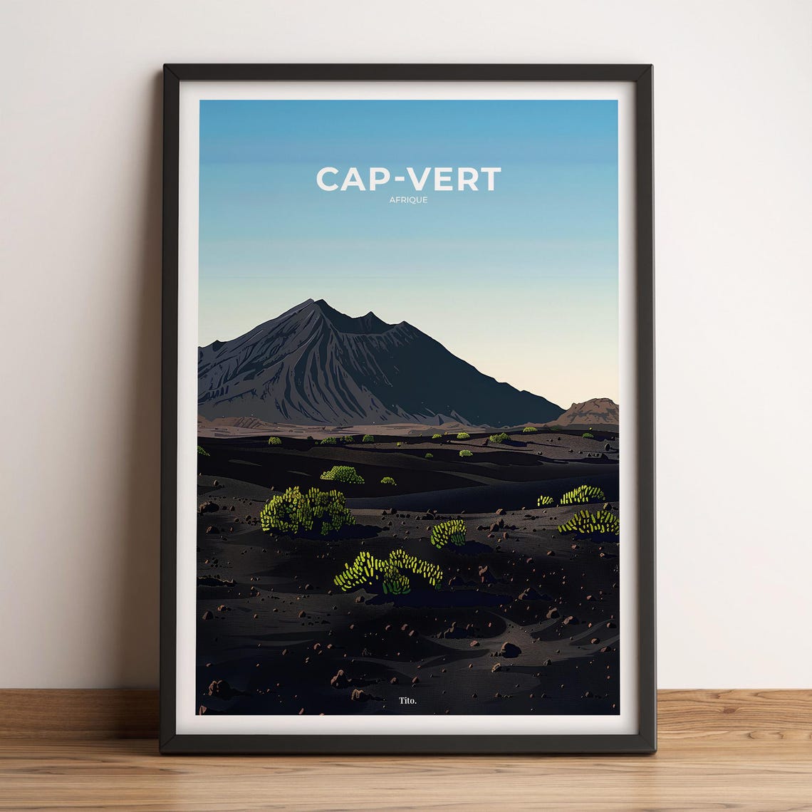 Cape Verde African Island Volcanic Mountain Scenic Travel Art Poster