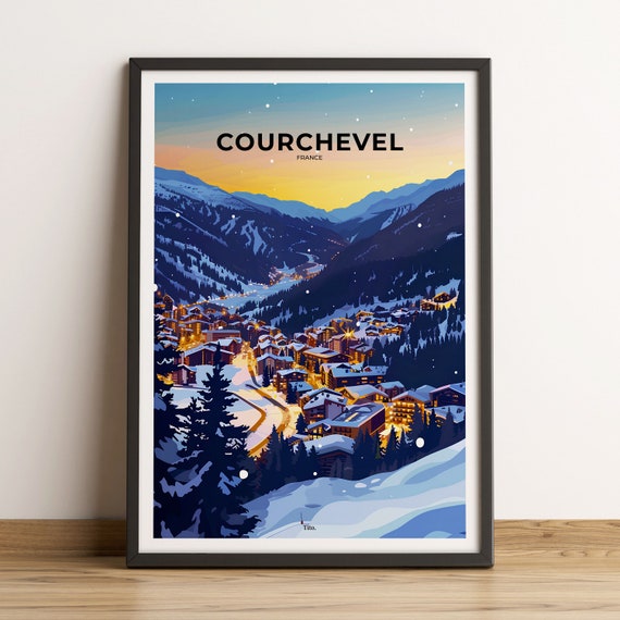 Courchevel Poster Courchevel Travel Poster Courchevel Art Print Courchevel Vintage Travel Poster Courchevel Customizable Gift