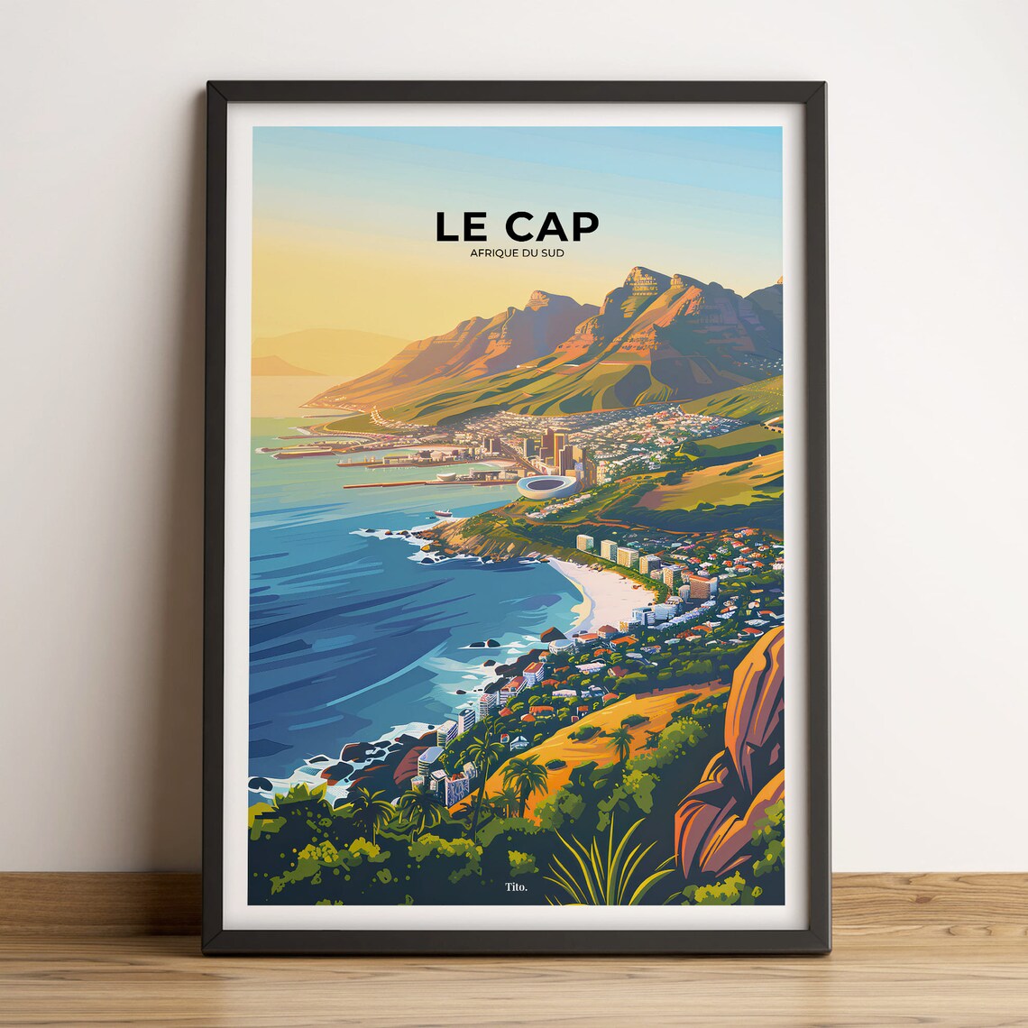 Cape Town South Africa Mountain Bay Golden Coast Travel Poster