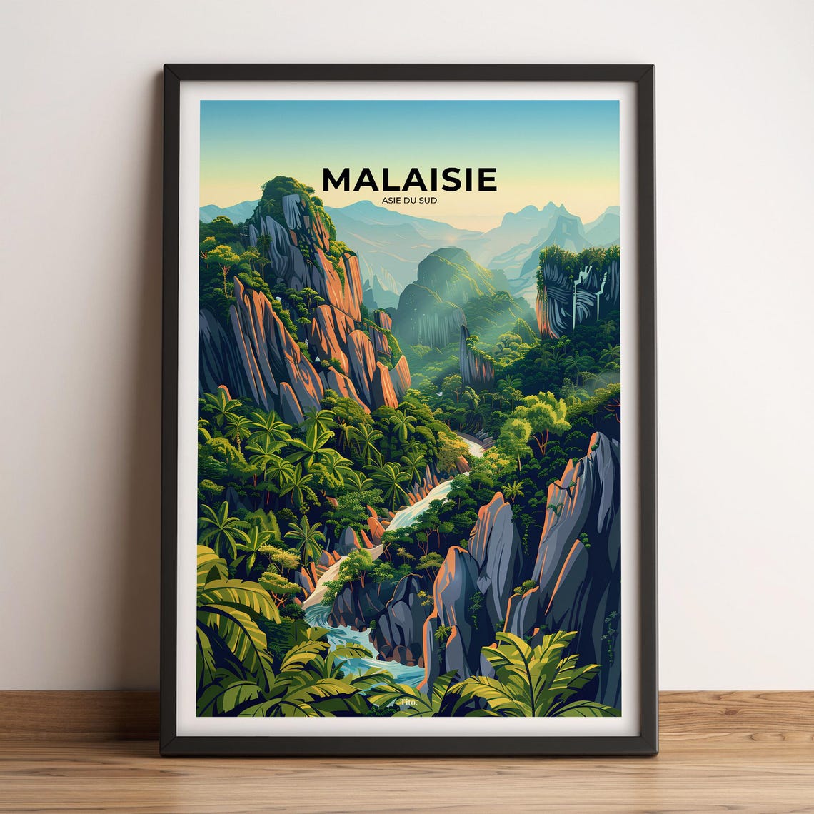 Malaysia Rainforest Mountains Limestone Cliffs Nature Travel Poster