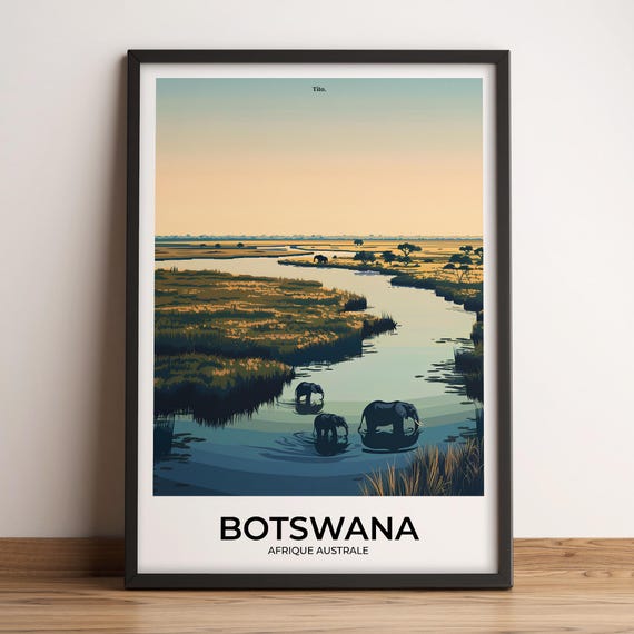Botswana Poster Botswana Travel Poster Botswana Art Print Botswana Poster Botswana Customizable Gift