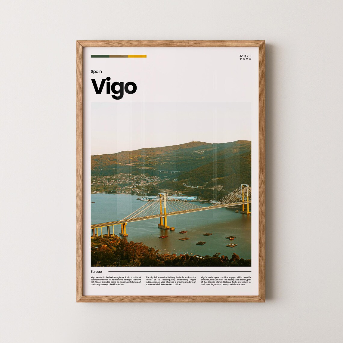 Vigo Spain Rande Bridge Estuary Modern City Photo Travel Poster