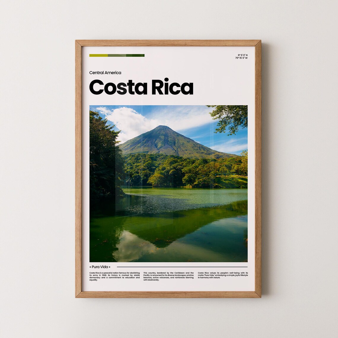 Costa Rica Central America Arenal Volcano Lake Reflection Poster