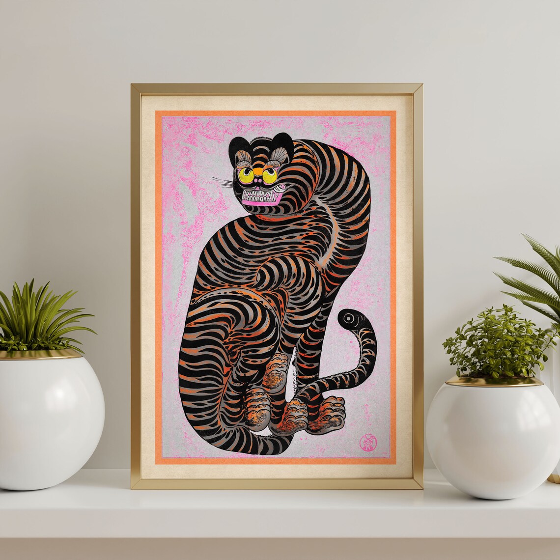 Talismanic Tiger Japanese Vintage Modern Art Print