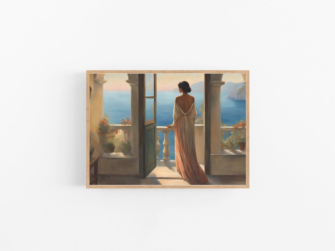 Vintage Woman Portrait Of Woman In Window Art Vintage Aesthetic Art Moody Portrait Painting Vintage Portrait Dark Academia Print - Image 5