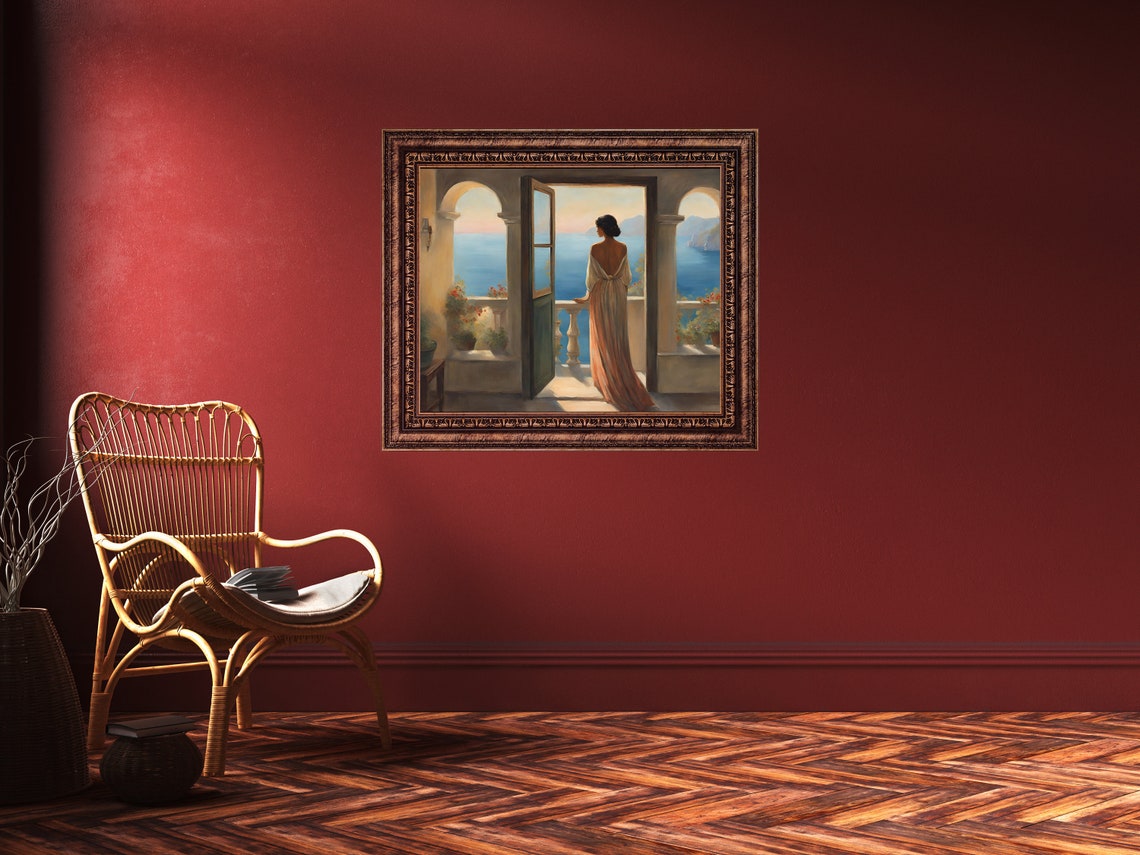 Vintage Woman Portrait Of Woman In Window Art Vintage Aesthetic Art Moody Portrait Painting Vintage Portrait Dark Academia Print - Image 2