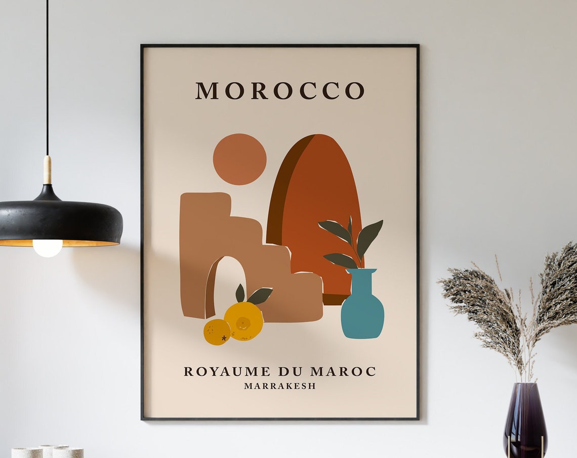 Morocco Marrakesh Abstract Sun Arch Minimalist Travel Art Poster - Image 3