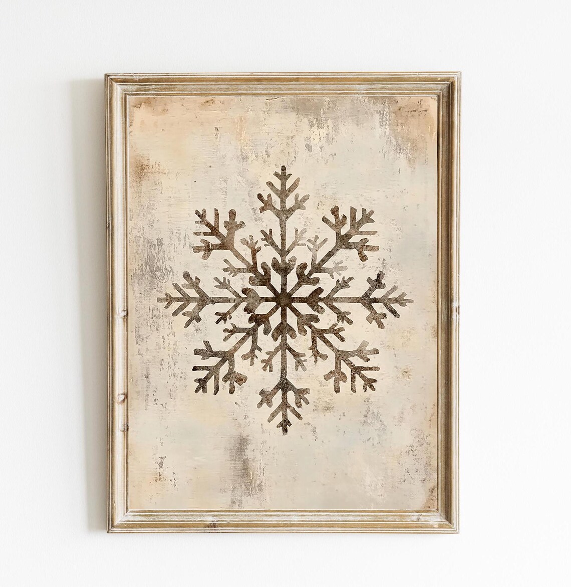 Rustic Snowflake Vintage Winter Art Print