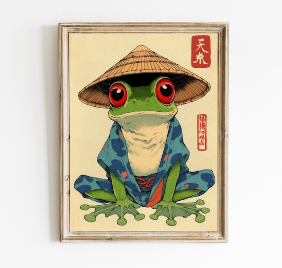 Japanese Frog Art Inspired By Matsumoto Hoji Poster Vintage Print Funny Animal Minimalist E809