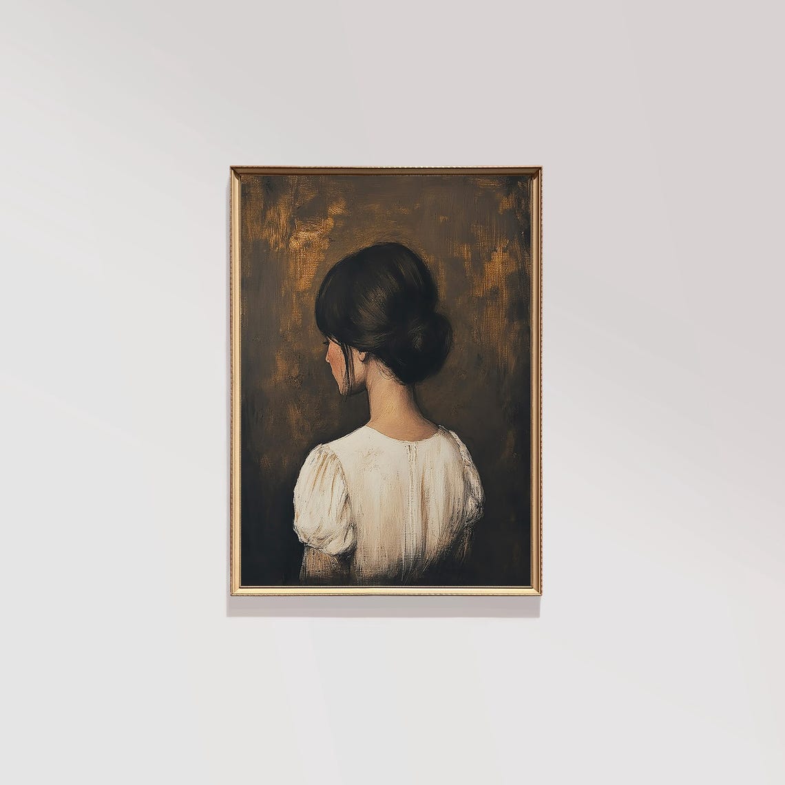 Mysterious Woman Seen From Behind Dark Oil Painting Portrait Poster
