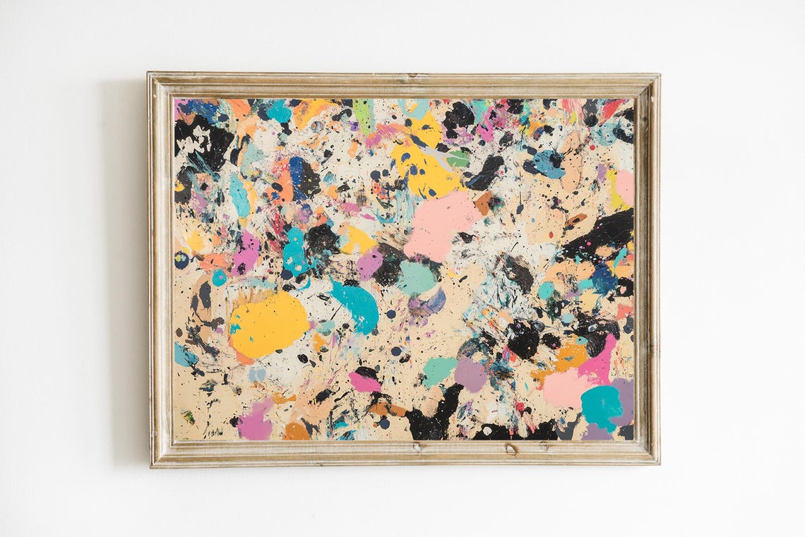 Colorful Abstract Paint Splash Modern Expressionism Art Poster