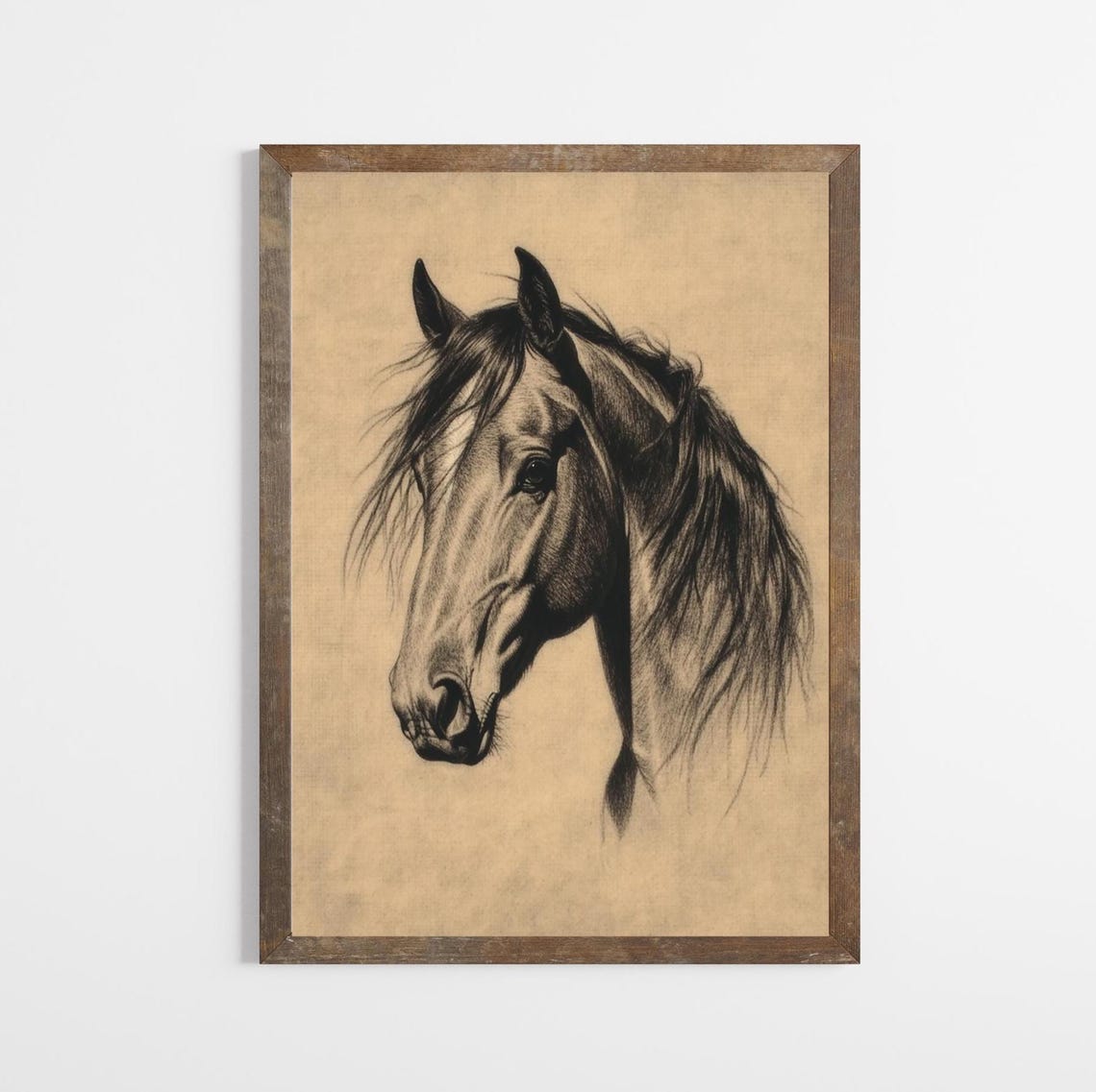 Noble Vintage Horse Head Portrait Charcoal Sketch Art Poster