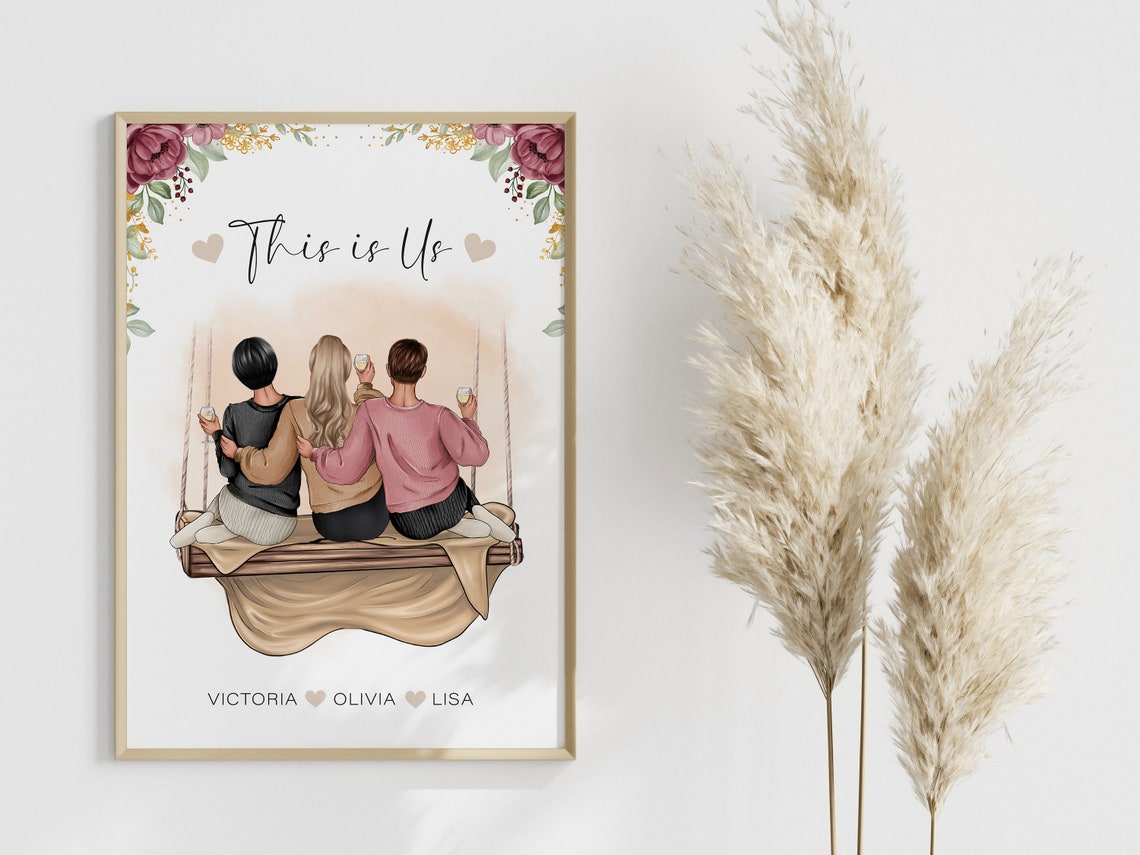 This Is Us Three Friends Swing Personalized Friendship Portrait Poster