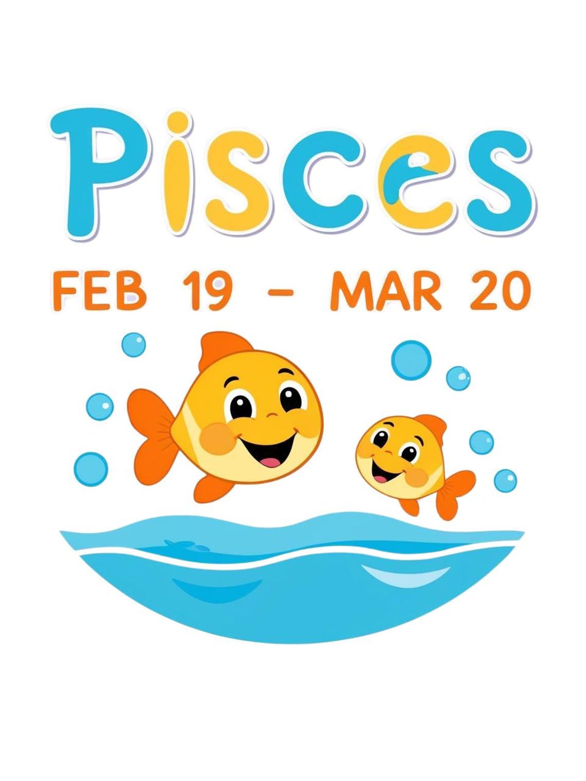 Pisces Zodiac Nursery Poster Cute Goldfish Baby Room Star Sign Decor - Image 3