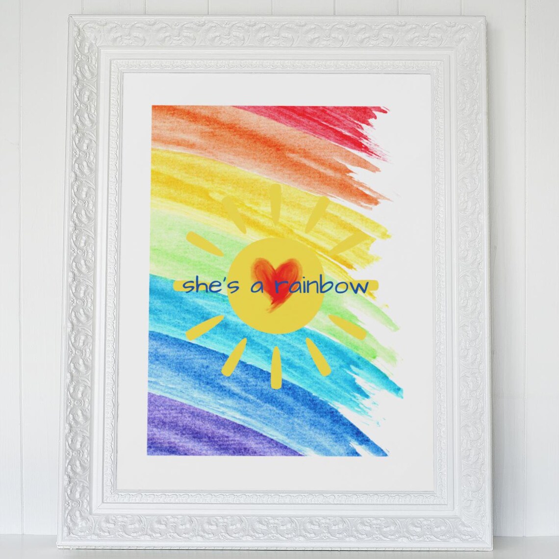 She's A Rainbow Baby Girl Nursery Print Watercolor Sunshine Decor - Image 2